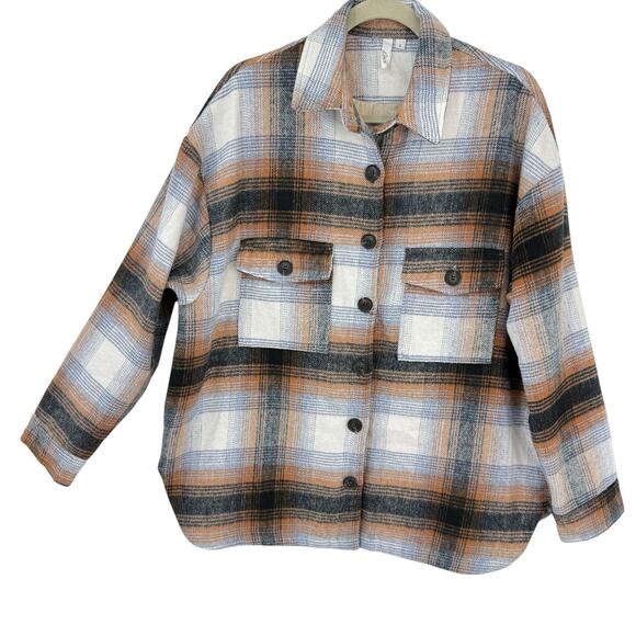 ELAN Oversized Flannel Plaid Shirt Jacket Size Small Riley lightweight coat - Picture 1 of 10
